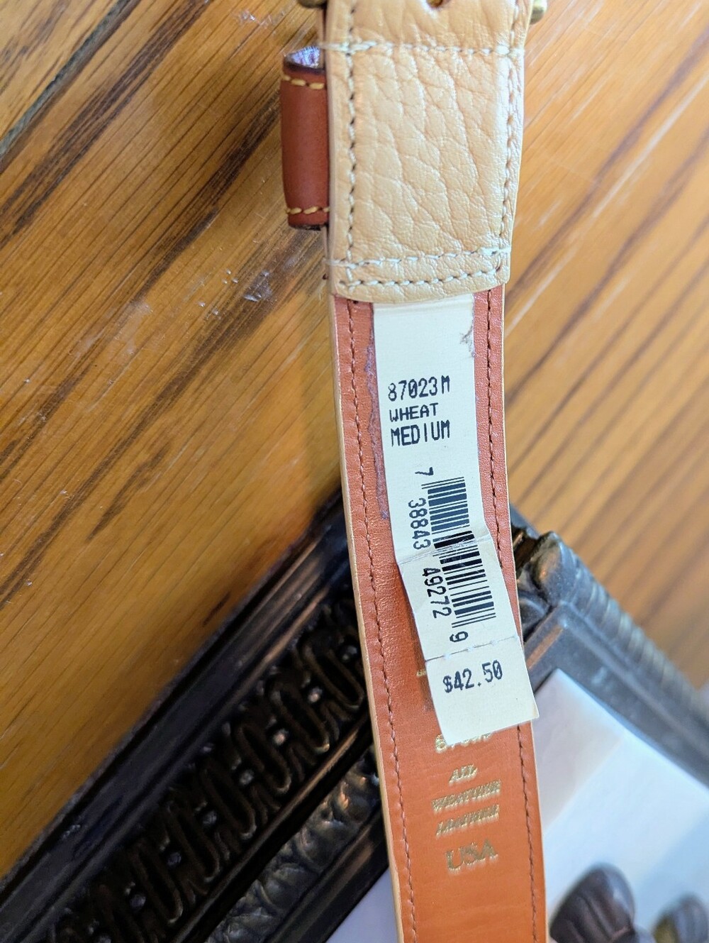 Vintage Dooney & Bourke All-Weather Leather Belt - Wheat, Size Medium (30-32) - Picture 5 of 7